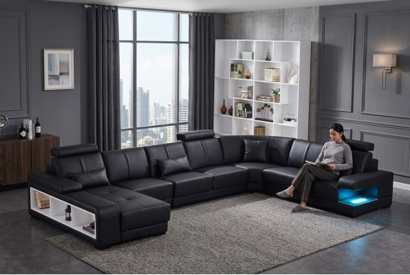 XXL GROSS Wunnlandschaft U Form Ecksofa Sofa Canapé Polster Dekor Garnitur