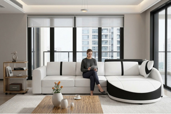 Designer Canapé Couch Polster Garnitur Ecksotaw Leder Textil Wunnlandschaft