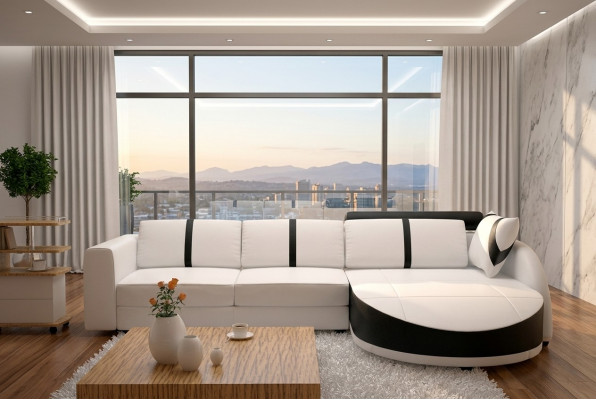 Designer Canapé Couch Polster Garnitur Ecksotaw Leder Textil Wunnlandschaft
