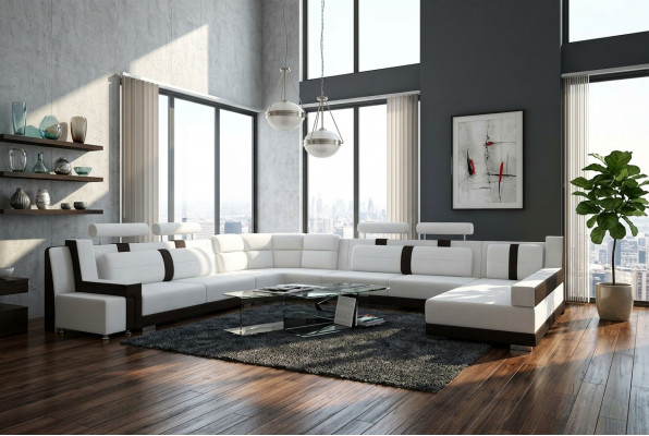 Garnitur U-Form Canapé Fauteuil Garnitur Wunnlandschaft Design