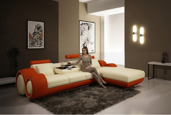 Gerundete Ecksofa Couch Modern Sitzpolster Garnituren Wunnlandschaften