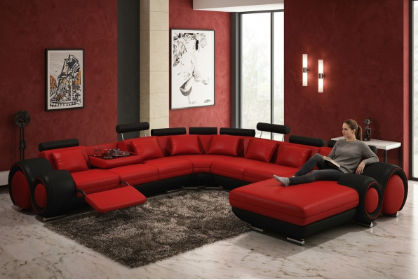 Ledersofa Canapé Polster Sëtz Garnitur Canapéen Wunnlandschaft GROUSS XXL