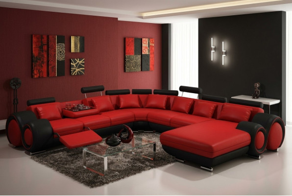 Ledersofa Canapé Polster Sëtz Garnitur Canapéen Wunnlandschaft GROUSS XXL