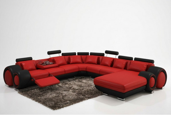 Ledersofa Canapé Polster Sëtz Garnitur Canapéen Wunnlandschaft GROUSS XXL
