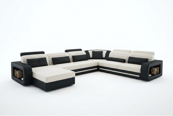 U-Form Sofa Couch Polster Ecksofa Garnitur Wunnlandschaft Lieder Design