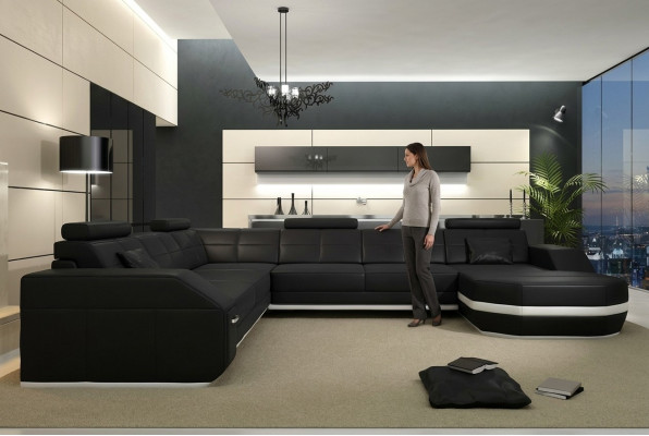 Ecksofa Liederkanapé Grouss XXL U-Form Wunnlandschaft Sofa Canapé Dekor Garnitur