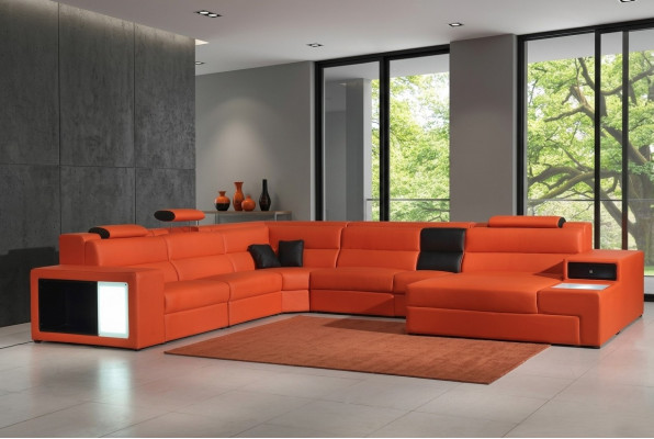 Ecksofa Ledersofa Grouss XXL U-Form Wohnlandschaft Sofa Deko Canapé Garnitur