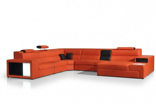 Ecksofa Ledersofa Grouss XXL U-Form Wohnlandschaft Sofa Deko Canapé Garnitur