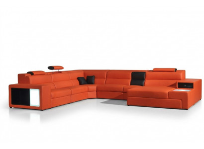 Ecksofa Ledersofa Grouss XXL U-Form Wohnlandschaft Sofa Deko Canapé Garnitur