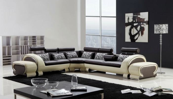 Ecksofa L-Form 2x Hocker Sofa Canapé Design Gro Polster Lieder Modern