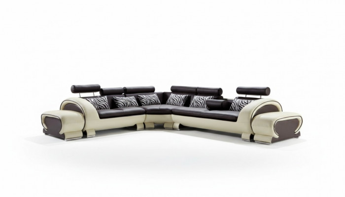 Ecksofa L-Form 2x Hocker Sofa Canapé Design Gro Polster Lieder Modern