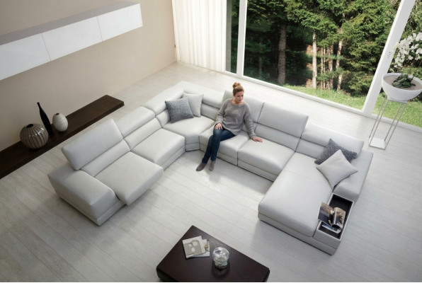 Relax-Wunnlandschaft U-Form Eckssofa Couch Sofa Ledersofa Garnitur