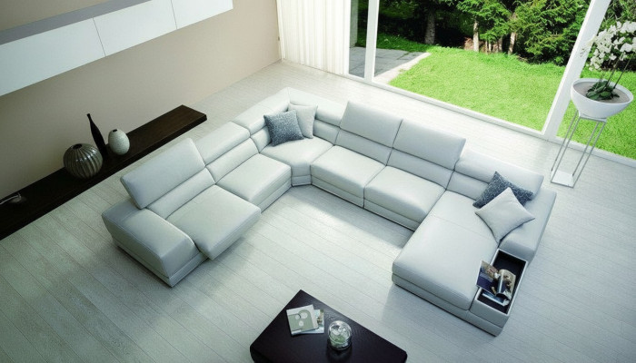 Relax-Wunnlandschaft U-Form Eckssofa Couch Sofa Ledersofa Garnitur