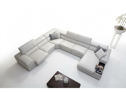 Relax-Wunnlandschaft U-Form Eckssofa Couch Sofa Ledersofa Garnitur