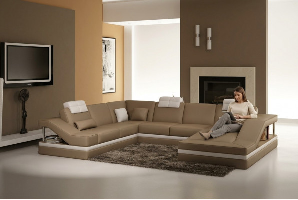 Canapé Ecksofa Ledercanapé Polster Canapé Wunnlandschaft Canapé Eckgarnitur U Form