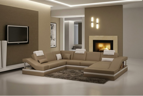 Canapé Ecksofa Ledercanapé Polster Canapé Wunnlandschaft Canapé Eckgarnitur U Form
