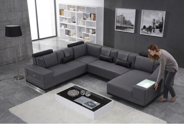 Eckcouch Ledercouch Grouss XXL U Form Wunnlandschaft Deko Couch Garnitur