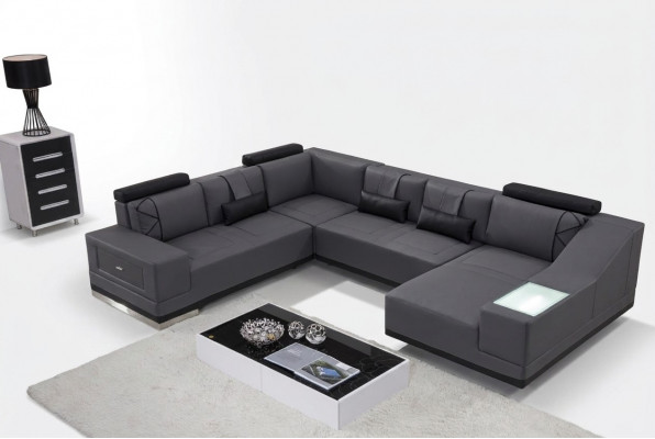Eckcouch Ledercouch Grouss XXL U Form Wunnlandschaft Deko Couch Garnitur