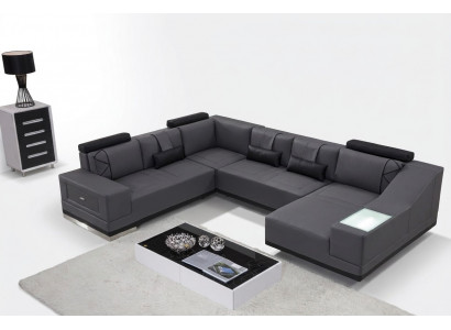 Eckcouch Ledercouch Grouss XXL U Form Wunnlandschaft Deko Couch Garnitur