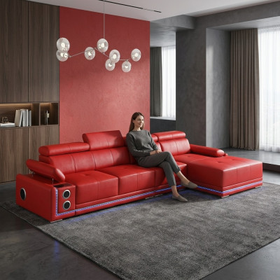 Couch beliichte Lieder Ecksofa L Form Sound Led Boxen Modern