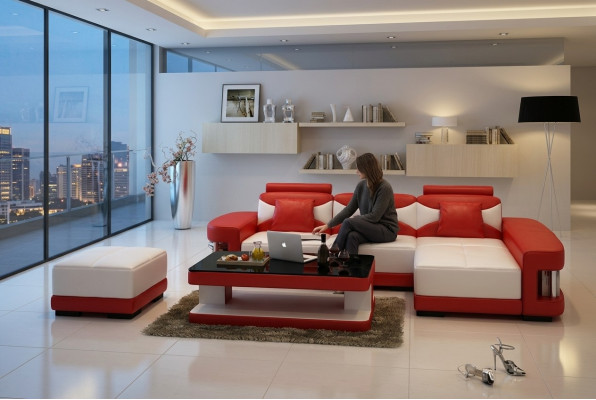 Liederkanapé Eckkanapé Hocker Garnitur Polster LFormat Canapé Sofa Design