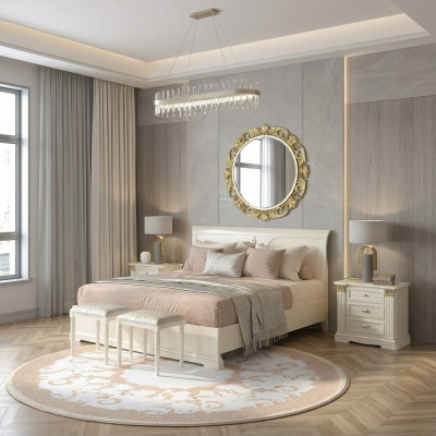 Bett + 2x Nuetsdësch 3 tlg Schlofzëmmer Set Design Modern Luxus Klassesch Miwwelen Massivholz