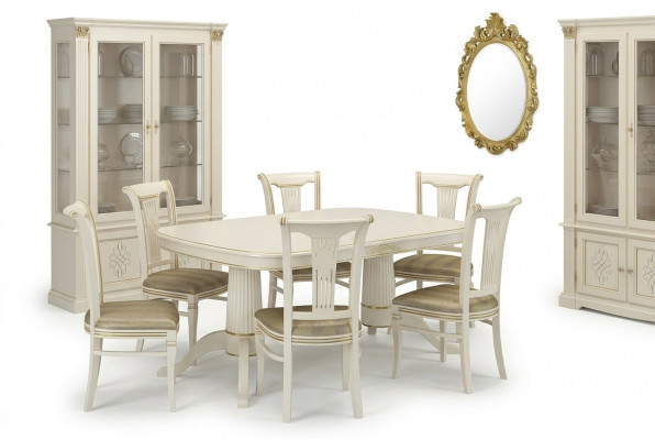 Set vun 4 Stull Still Iesszëmmer Garnitur Miwwelen Léin Design Sëtzmiwwel Grupp Holz