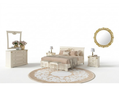 Bett Nuetsdësch Kommode 7 Stéck Schlofzëmmer Set Design Luxus Schlofzëmmer Massivholz