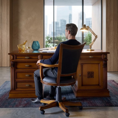 Luxus Washington Büro Set Italienesch Miwwelen Büro 3tlg. Barock Rokoko Massivholz