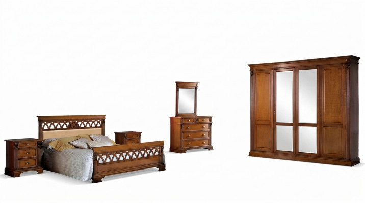 Schlofzëmmer Set Komplett Kommode Bett Kleederschaf Blieder Nuetskonsole 6tlg. Massivholz