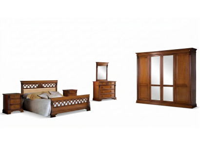 Schlofzëmmer Set Komplett Kommode Bett Kleederschaf Blieder Nuetskonsole 6tlg. Massivholz