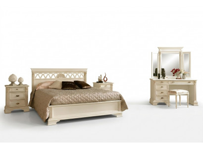 Luxus Schlofkummer Set 6tlg. Bett 2x Nuetsdësch Make-Up-Dësch Designer Miwwelen Massivholz