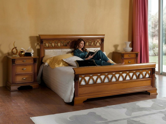 Bett Duebel Hotel Antik Better 2x Nuetsdësch Schlofzëmmer 3tlg Barock Rokoko Massivholz