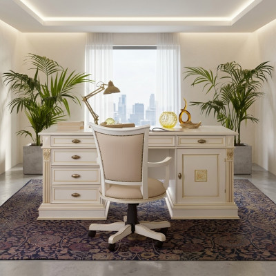 Bürosset Schreifdësch Chefsessel Komplett Office Barock Rokoko 2tlg. Set Massivholz