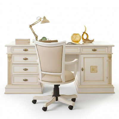 Bürosset Schreifdësch Chefsessel Komplett Office Barock Rokoko 2tlg. Set Massivholz