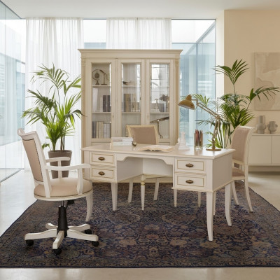 Büro Schreifdësch + Sesselen Schreifdëscher Dësch Holz Stull 2tlg Set Italien