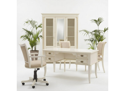 Büro Schreifdësch + Sesselen Schreifdëscher Dësch Holz Stull 2tlg Set Italien