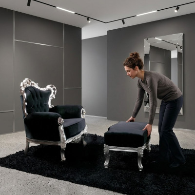 Fauschteck + Hocker Polster Fauschteck Design Luxus Massivholz Klassesch Barock Rokoko Garnitur
