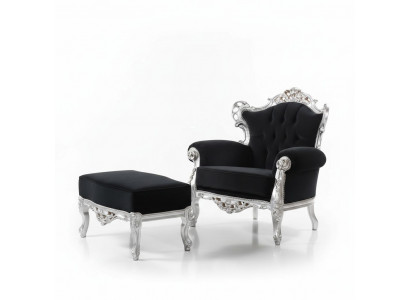 Fauschteck + Hocker Polster Fauschteck Design Luxus Massivholz Klassesch Barock Rokoko Garnitur