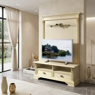 Fernseh Schaf TV Wand Seite Board RTV Niddereg Italienesch Miwwelen Antik Stil Holz