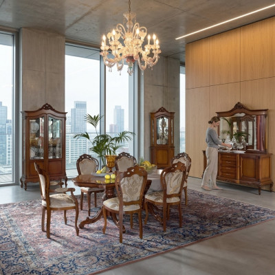 Italienesch Barock Miwwelen Iesszëmmer 11-teil Set Dësch Still Kommode Massivholz