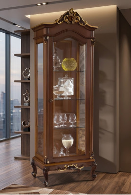 Edel Vitrin Antik Stil Barock Rokoko Klassesch Wunnzëmmer Glas Schaf
