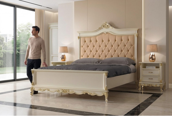 Bett Chesterfield Design Luxus Hotel Better Massivholz 180x200 Schlofzëmmer Italienesch Miwwelen