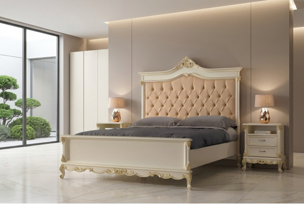 Bett Chesterfield Design Luxus Hotel Better Massivholz 180x200 Schlofzëmmer Italienesch Miwwelen