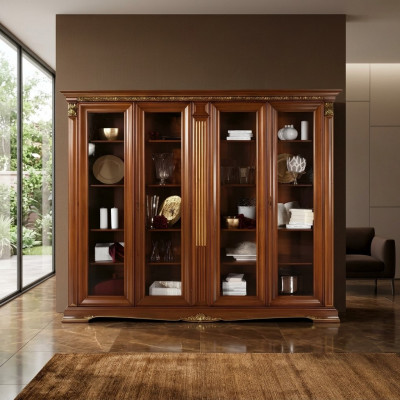 Vitrine Glas Wandschaf Vitrinneregal Barock Rokoko Italienesche Stil Miwwelen Massivholz