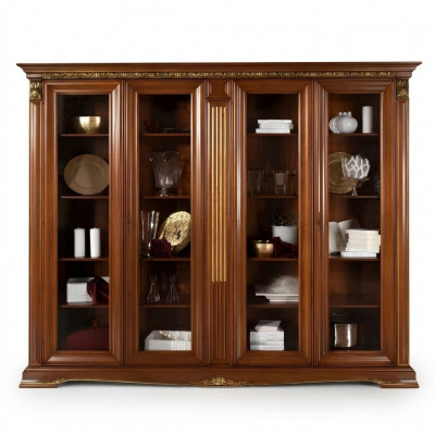Vitrine Glas Wandschaf Vitrinneregal Barock Rokoko Italienesche Stil Miwwelen Massivholz