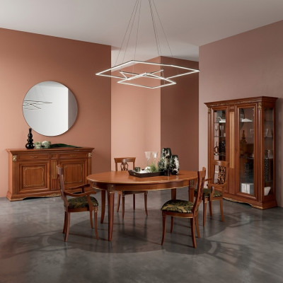 Iesszëmmer Komplett Dësch Anrichte 4x Stull Set Vitrin Barock 7tlg. Massivholz