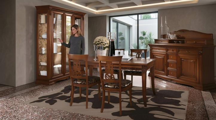Iesszëmmer Komplett Dësch Kommode 4x Stull Set Vitrin Barock Massivholz