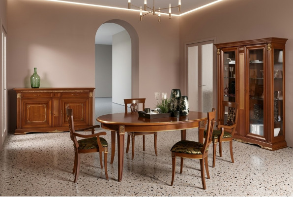 Iessdësch Garnitur Designer Dëscher + 4x Stull Set Massivholz Komplett Set Wunnen