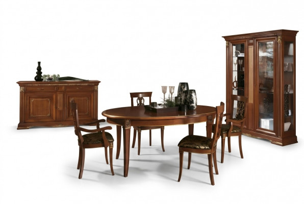 Iessdësch Garnitur Designer Dëscher + 4x Stull Set Massivholz Komplett Set Wunnen